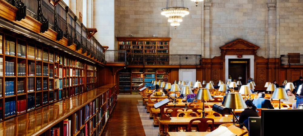 University library with students working.